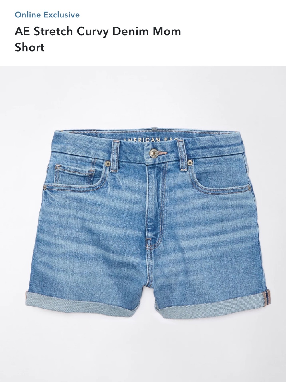 American Eagle Outfitters Light Blue Curvy Denim Mom Shorts